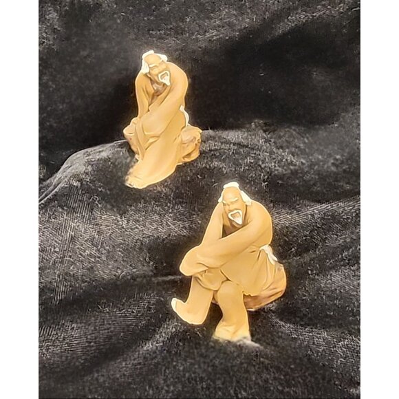 Vintage Chinese Mudmen Figurines, Hand Crafted, Set of 2 - Picture 4 of 10